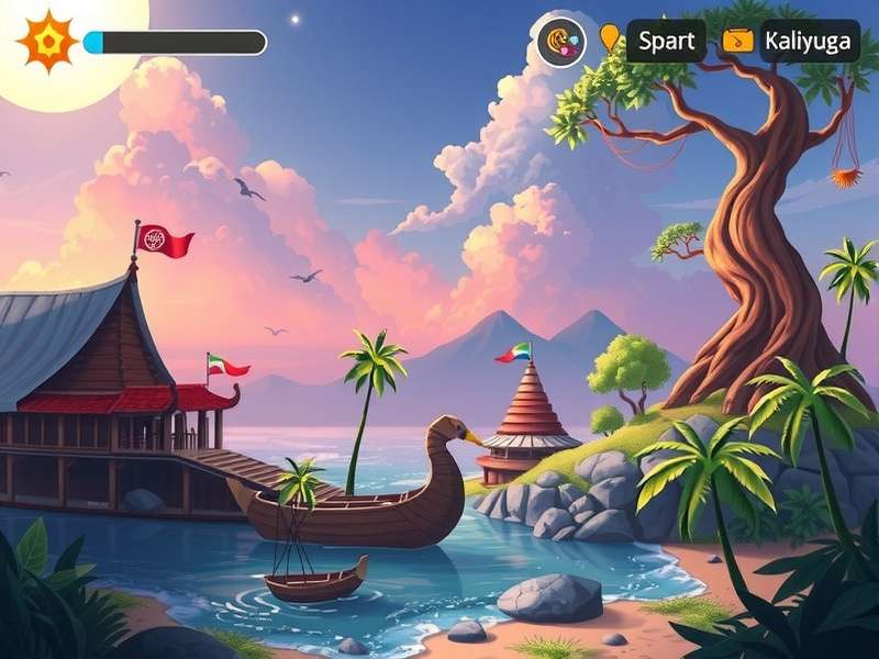 In-game screenshot of Raji solving a complex architectural puzzle in a temple