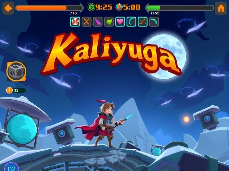 Concept art of Kaliyuga Varadan, a divine figure with golden armor and multiple arms, emitting a radiant aura