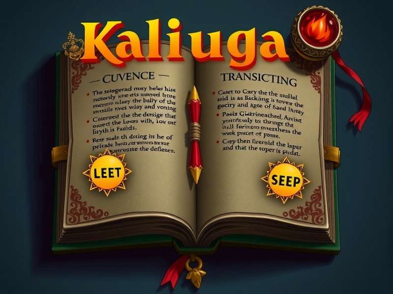 Ancient book with glowing runes representing the Kaliyuga Book