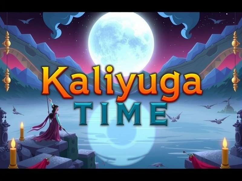 Artistic depiction of Kaliyuga era with dark skies and divine light