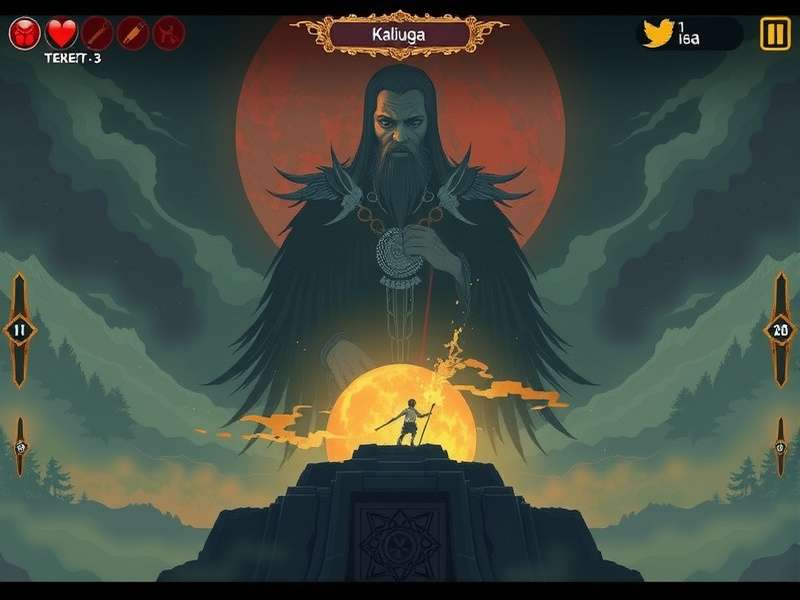 Epic final battle scene from Raji Kaliyuga showing the protagonist facing the demon king at the end of time