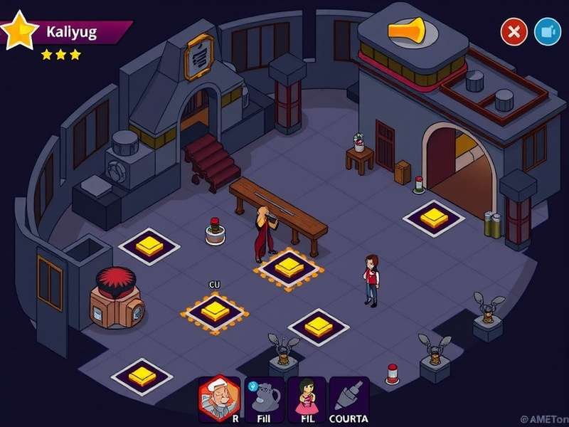 Artistic depiction of the Kali Yuga era from Raji Kaliyuga game showing dark skies and divine conflict