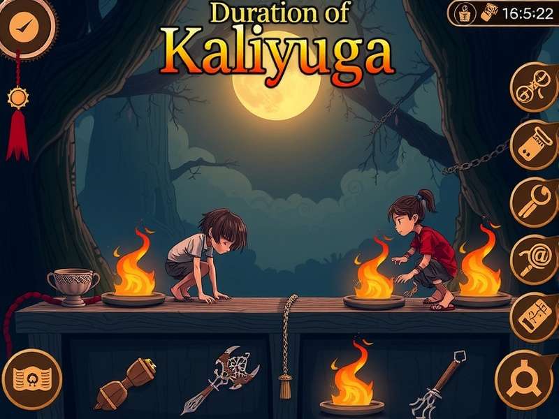 Duration Of Kaliyuga timeline banner showing the cycle of Yugas with Raji Kaliyuga game elements