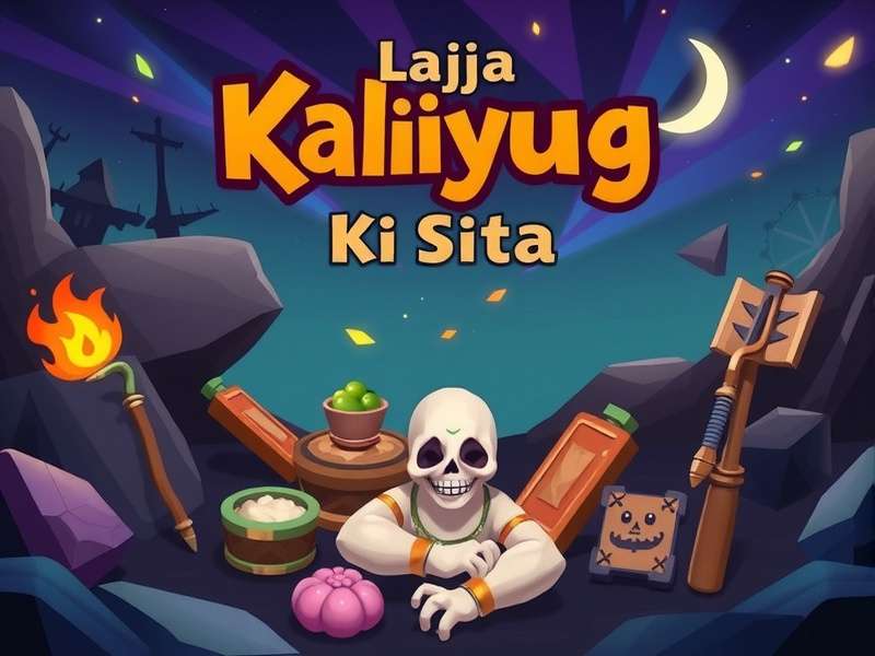 Lajja Kaliyug Ki Sita — Warrior Sita standing before a corrupted temple in the Kali Yuga, with divine aura and broken chains.